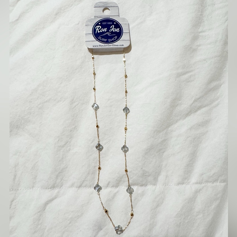 Ron Jon Surf Shop Crystal Beaded Gold Necklace